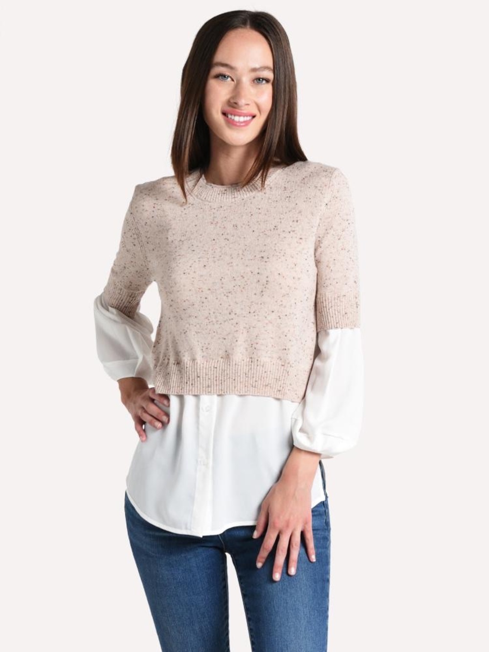 Brochu Walker The Ebella Layered Crew Cashmere Sweater Size XS